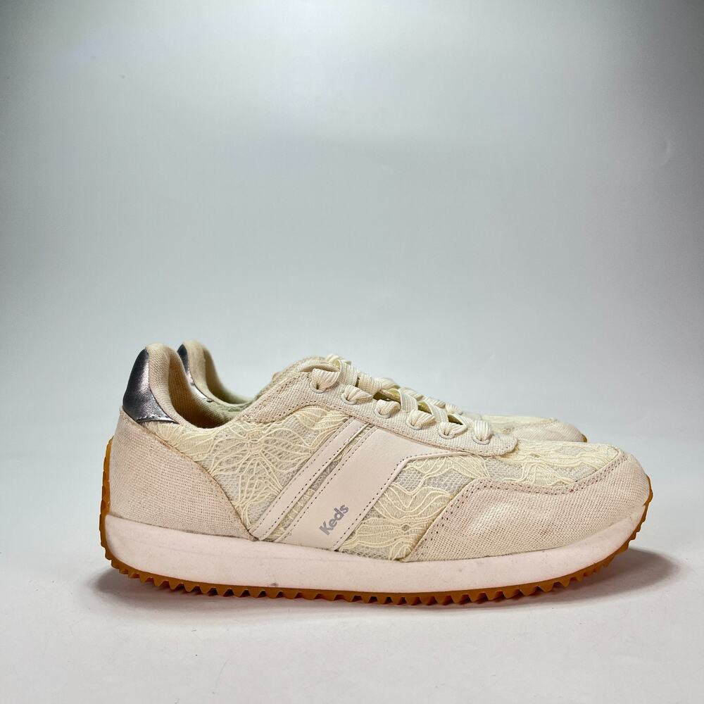 Keds Rena Floral Lace Egret Cream Lace Up Casual Walking Shoes Women's Size 8.5M